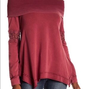 Vintage Havana Off Shoulder Crochet Lace Sweater